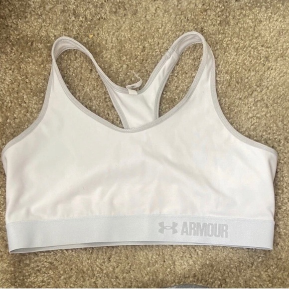 Under Armour White Sports Bra with Racerback Design XL - Picture 1 of 4